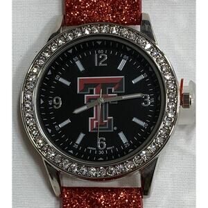 Texas Tech Red Raiders Ladies Crystals Watch, Glitter Band, NCAA